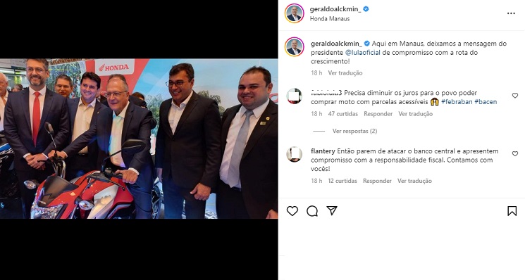 Geraldo Alckmin visita empresa de duas rodas em Manaus