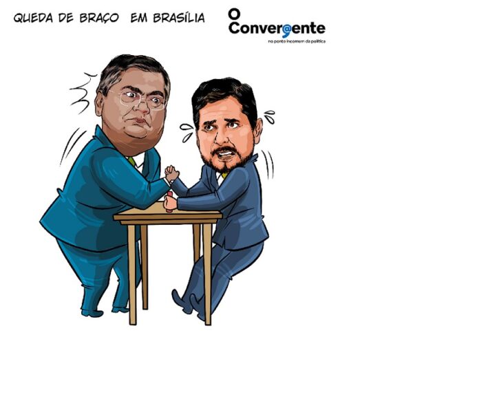 Charge do dia Queda de braço: Flávio Dino e Marcos do Val ‘batem boca’ e trocam acusações