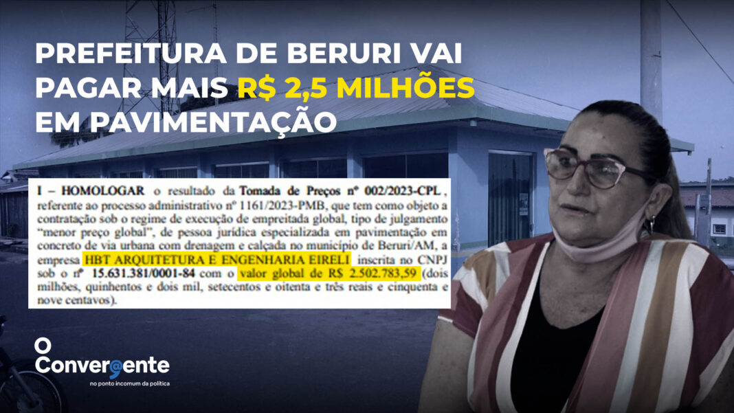 Prefeita de Beruri vai pagar mais de dois milhões e meio de reais em pavimentação