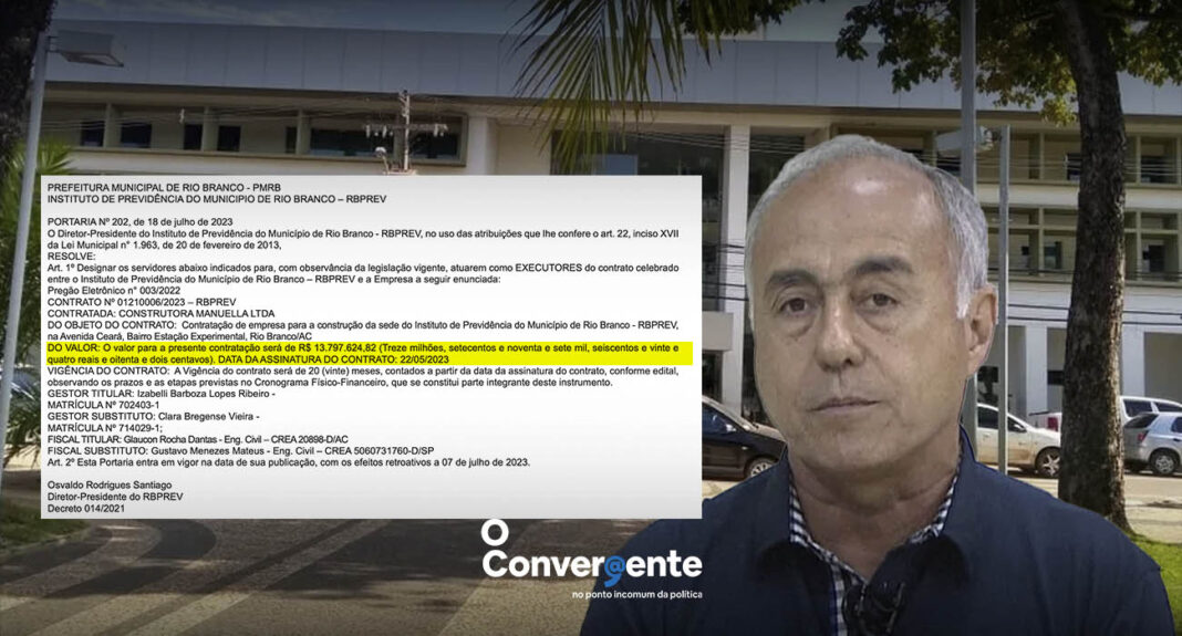 Prefeitura de Rio Branco vai pagar mais de R$ 13,5 milhões na construção da sede do Instituto Previdenciário do Município