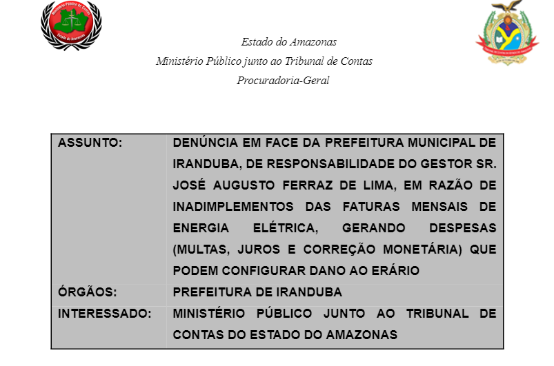 TCE-AM, Augusto Ferraz, Iranduba, Inadimplência, Contas de Energia,