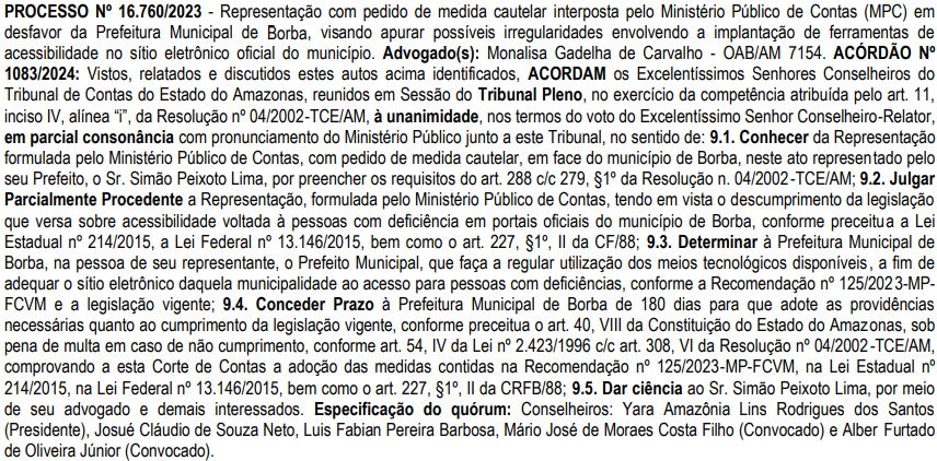 TCE-AM, Borba, Simão Peixoto,, Irregularidades, Portal da Prefeitura,